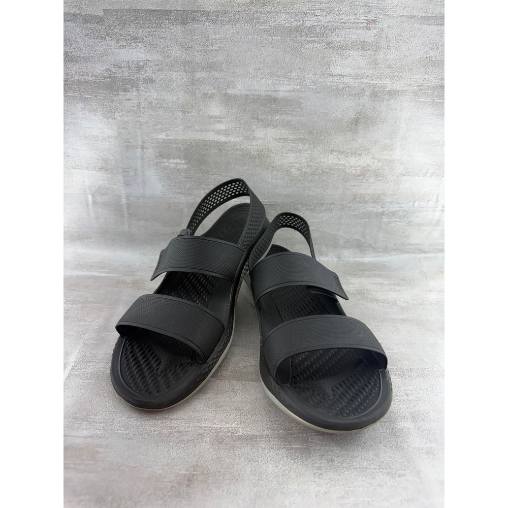 Crocs LiteRide 360 Sandals Women Sz 7 Black Grey Comfort Strappy 206711 - Picture 1 of 11